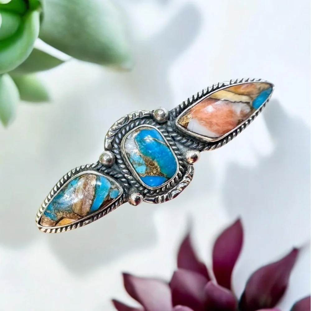 Spiny Oyster Turquoise Sterling Silver Ring (6)